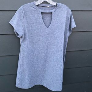 Keyhole Short Sleeve T-shirt XL Grey